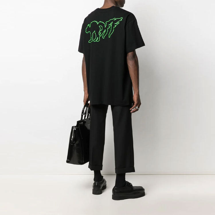 Off-White SS21 Casual Alphabet Printing Short Sleeve Loose Fit Black OMAA038S21JER0121050