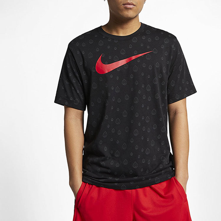 Nike Printing Knit Logo Casual Short Sleeve Black AJ9660-010