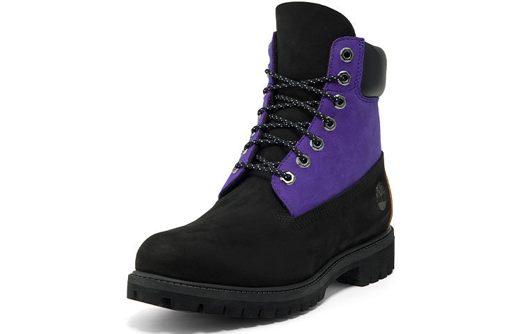 Timberland 6 Inch Premium Waterproof Wide Fit Boot 'Black Nubuck with Purple' A2KDPW