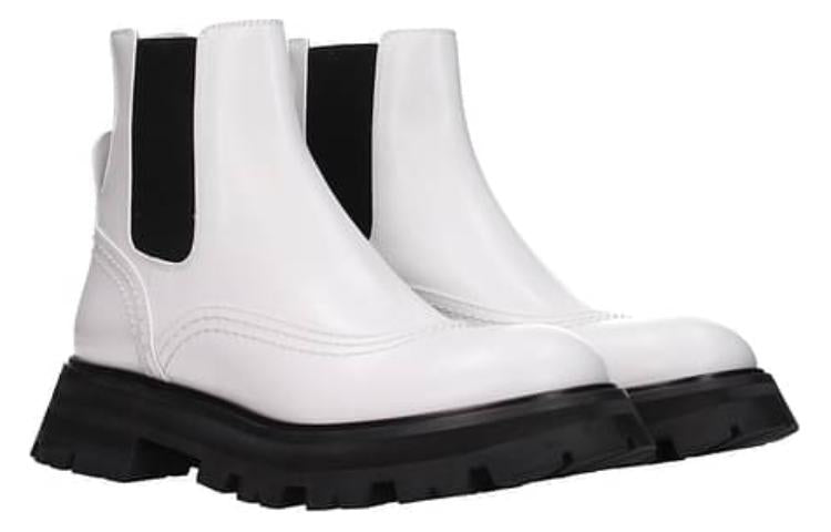 (WMNS) Alexander McQueen Wander Chelsea Boots 'White Black' 666367WHZ849360