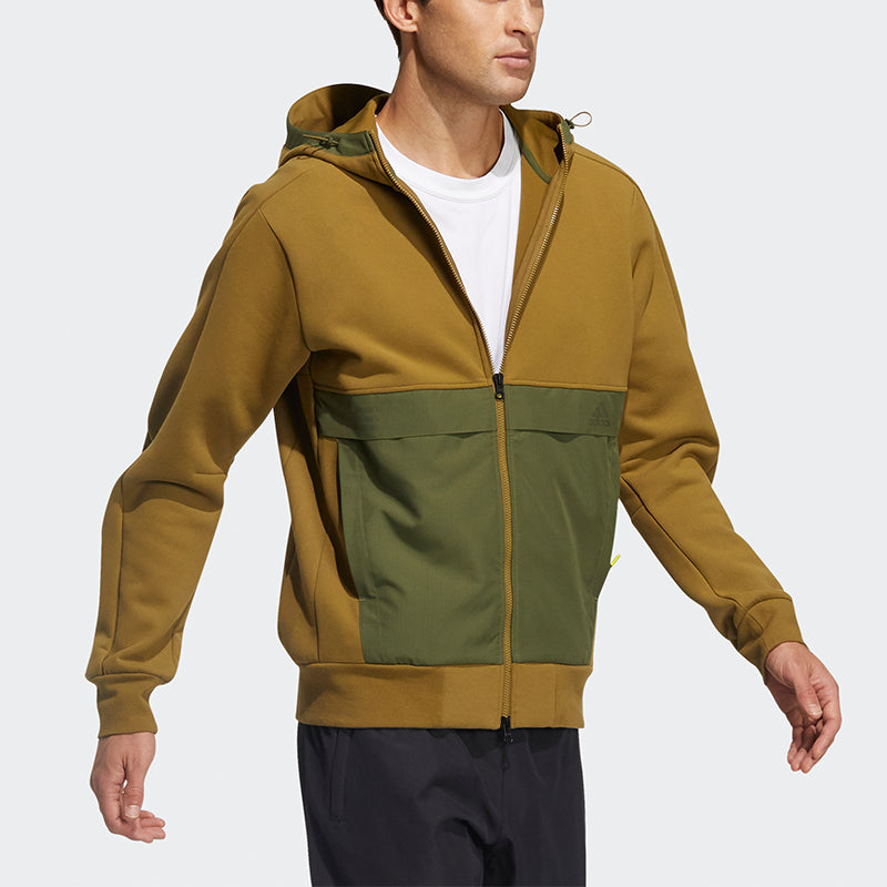 adidas Th Jkt Kn Fabmx Solid Color Casual Sports Hooded Jacket Brown GP0964