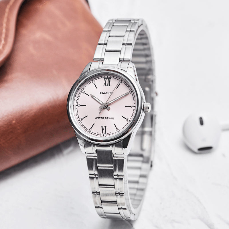CASIO Quartz Stainless Steel Strap Pink Watch Dial Pink Analog LTP-V002D-4B