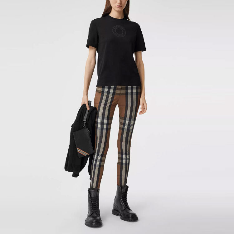 Burberry Logo Pattern Cotton Short Sleeve Black 80360241