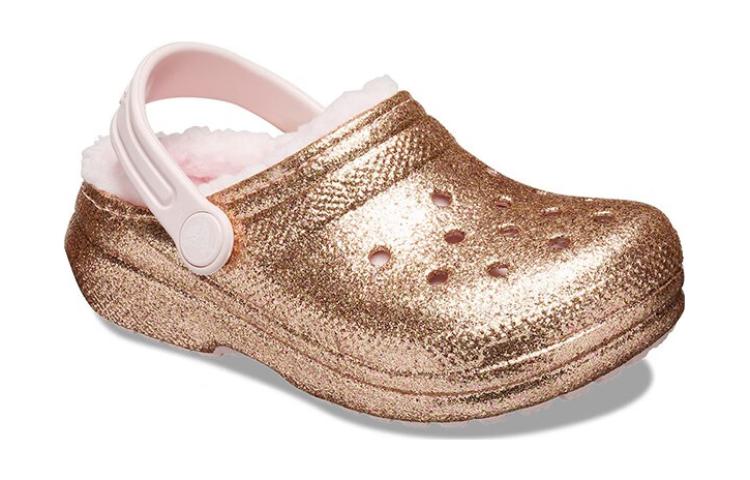(GS) Crocs Classic Lined Glitter Clogs 'Gold Pink' 207462-2UB