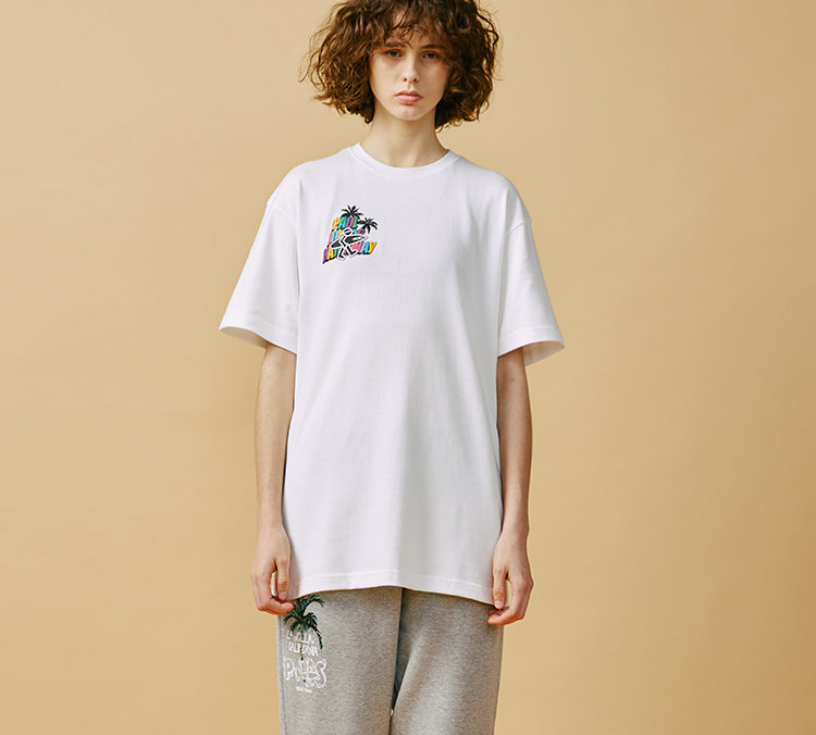 PJs Vigor Beach Pattern Printing Short Sleeve Unisex White 20SSTS1030-P