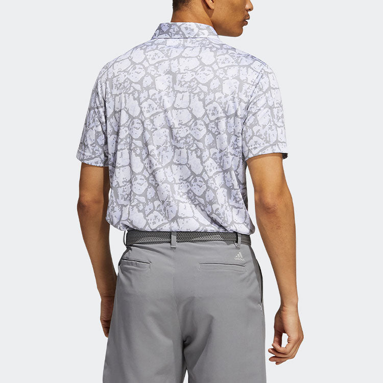 Men's adidas Cobblestone Prt Golf Sports Short Sleeve Light Purple Polo Shirt GR3093