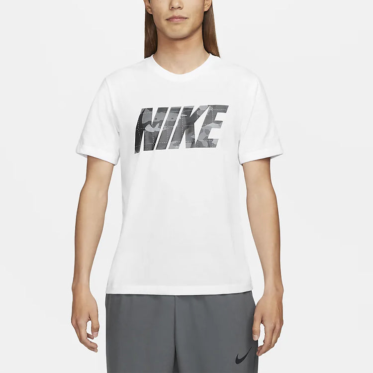 Men's Nike Logo Printing Training Short Sleeve White T-Shirt DM5670-100