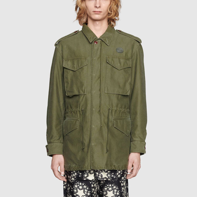 Gucci x Disney Donald Duck Embroidered Environmentally Friendly Washed Cotton Jacket For Men Green 640355-XDBHZ-3281
