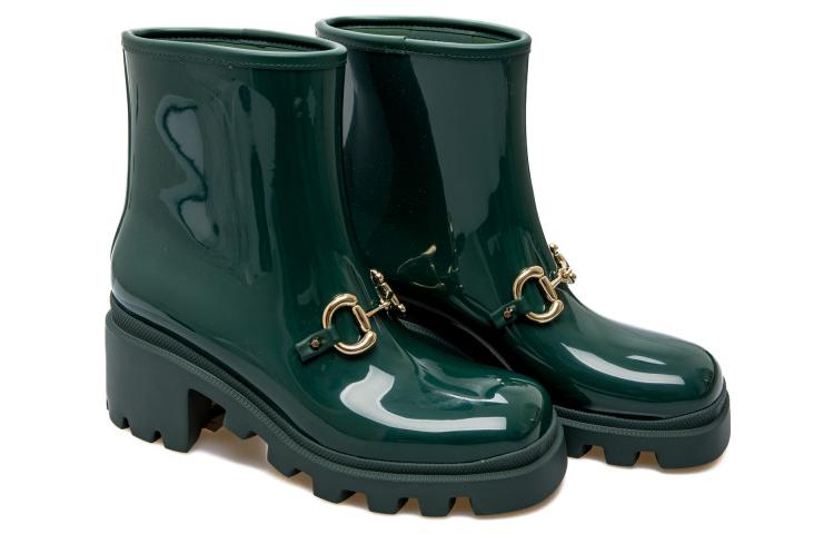 (WMNS) Gucci Rubber Ankle Boot With Horsebit 'Dark Green' 670407-JCCP0-3154