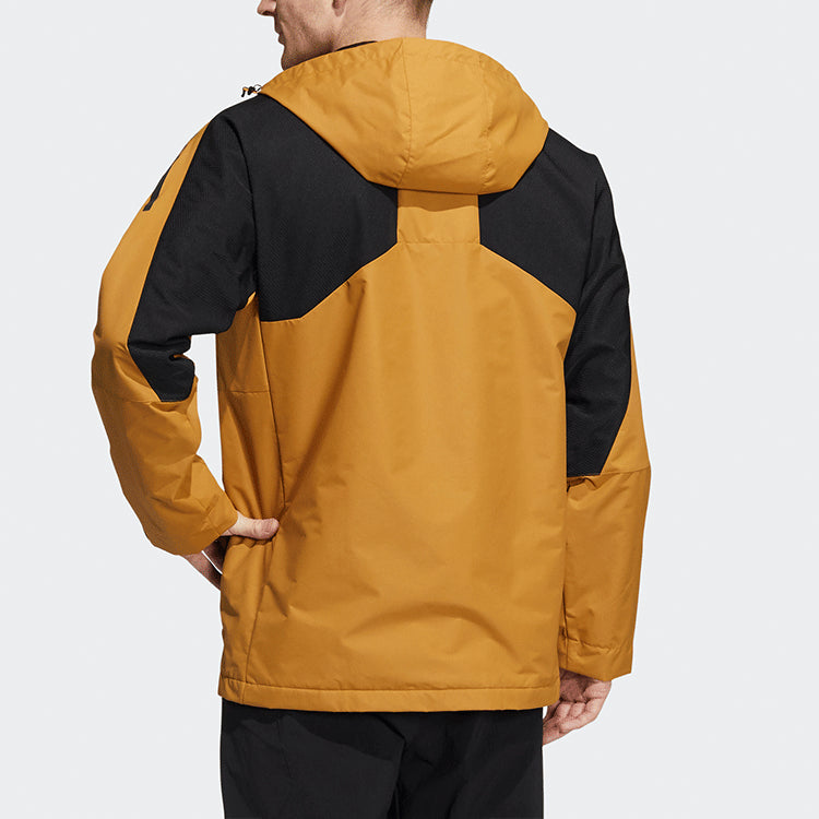 Men's adidas Contrasting Colors Sports Training Casual Hooded Jacket Wheat Brown HE7403