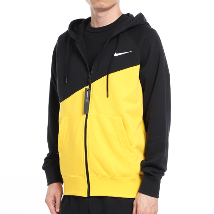 Nike Colorblock Knit Hooded Jacket Black Yellow Blackyellow CT3425-780