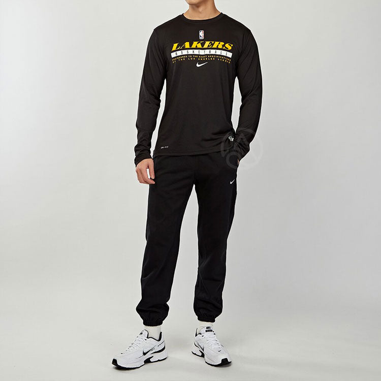 Nike NBA Alphabet Printing Basketball Sports Round Neck Long Sleeves Black CK8319-010