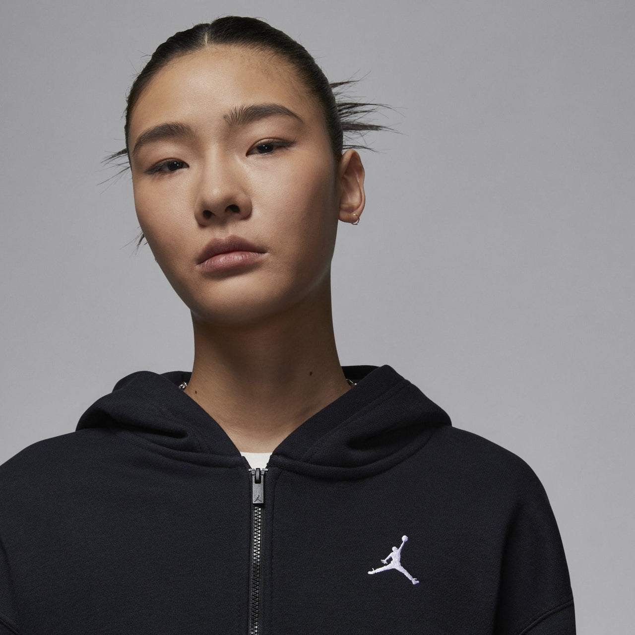 (WMNS) Air Jordan Brooklyn Fleece Full Zip Hoodie Asia Sizing 'Black' FV7168-010