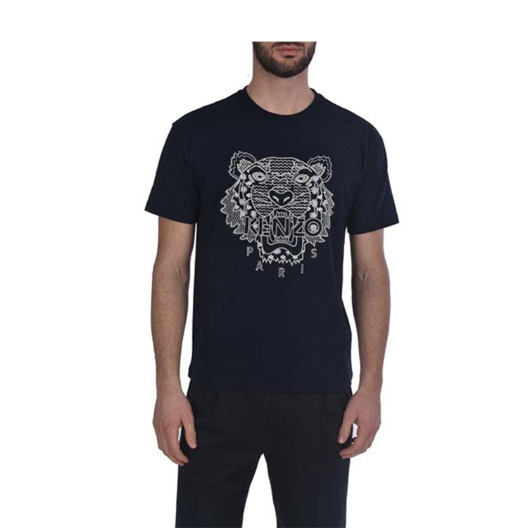 Men's KENZO SS20 Tiger Embroidered Short Sleeve Navy Blue 5TS085-4YK-77