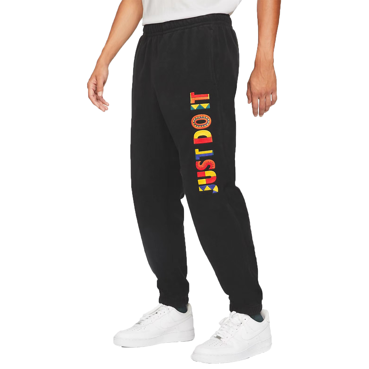 Nike Multi-Color Embroidered Logo Running Sports Pants Black CW1677-010