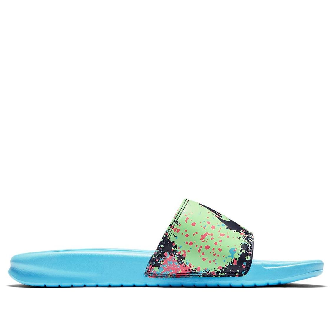 (WMNS) Nike benassi JDI Print Slide Green/Pink/Blue 618919-402