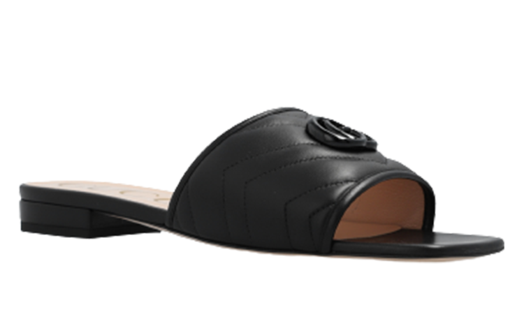 (WMNS) Gucci Marmont Double G Slides 'Black' 739128-BKO60-1000