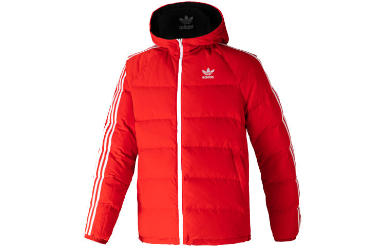 adidas originals Revsbl Jacket 2 Large logo Printing Reversible Sports Stay Warm hooded down Jacket Black Red GH8318