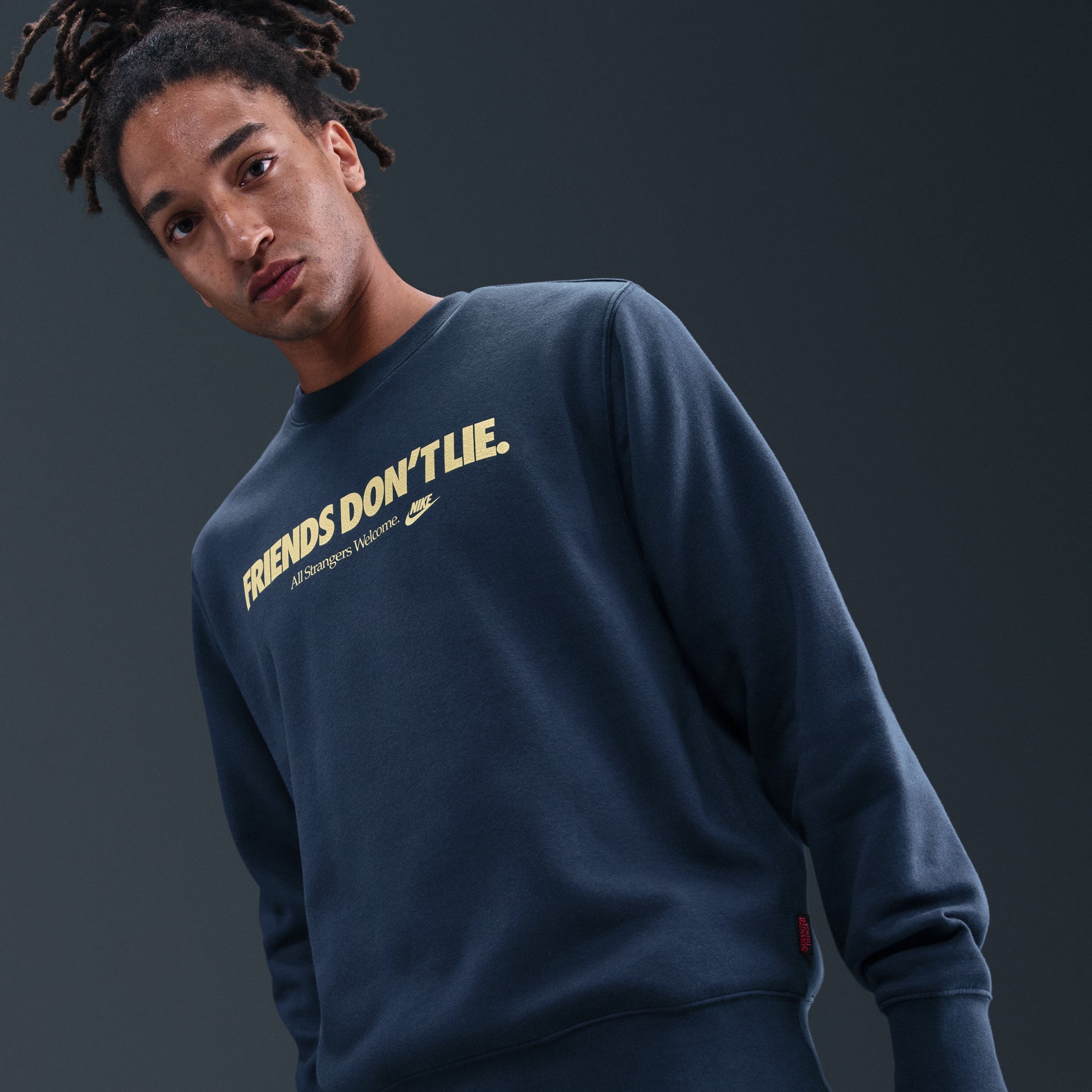 Nike x Stranger Things Fleece Crew 'Navy' IB5662-410