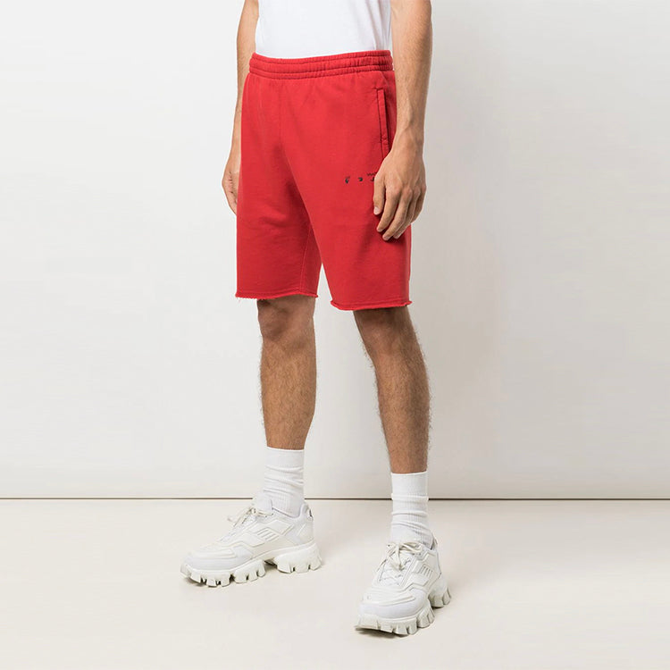 Off-White SS21 Logo Printing Straight Sports Shorts Version Red OMCI006S21FLE0032510