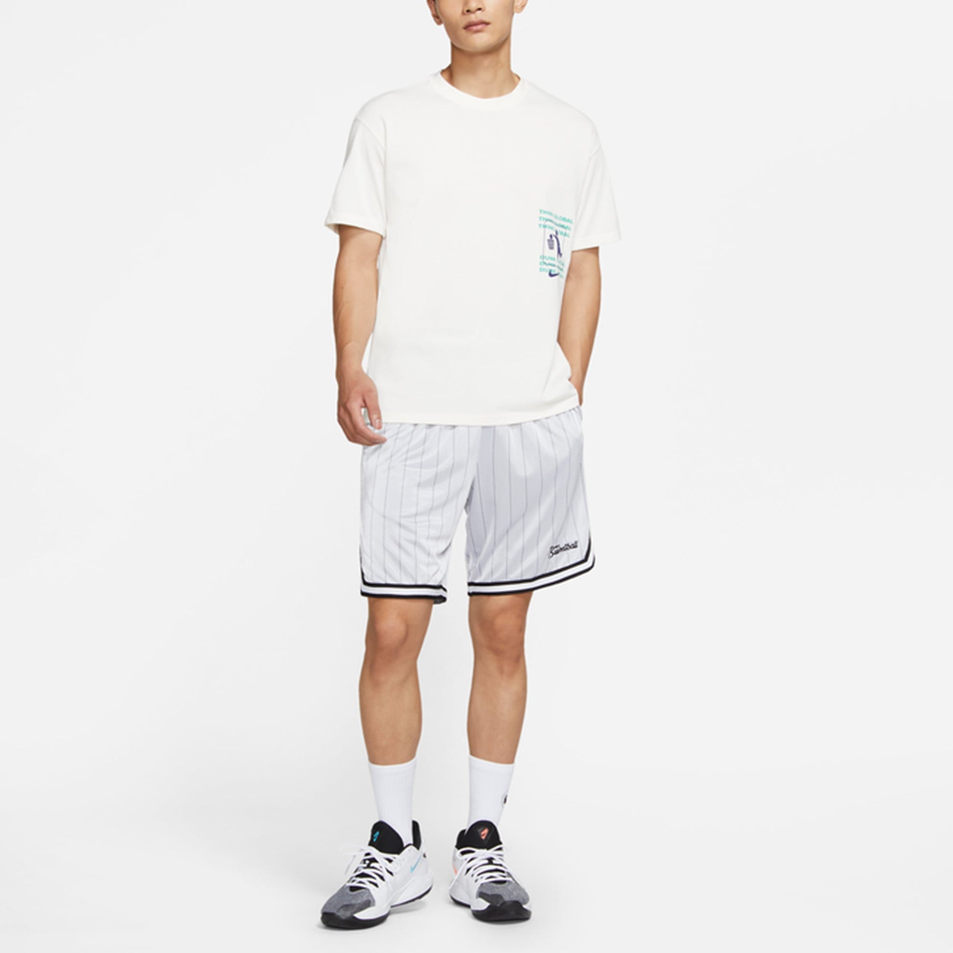 Nike Casual Breathable Sports Lacing Stripe Shorts Gray White DA5710-100