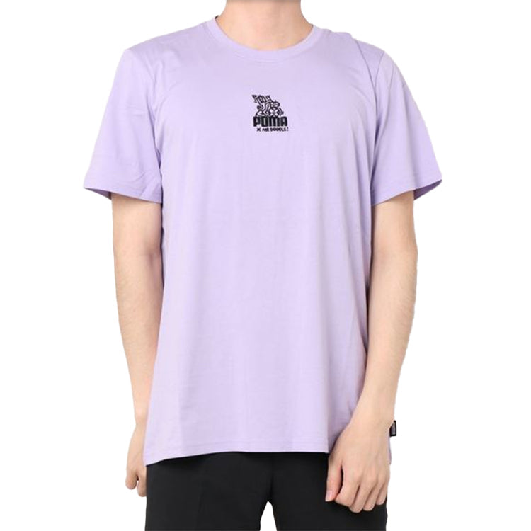PUMA x MR DOODLE RELAXED TEE Printing Short Sleeve Rose Purple 598649-88