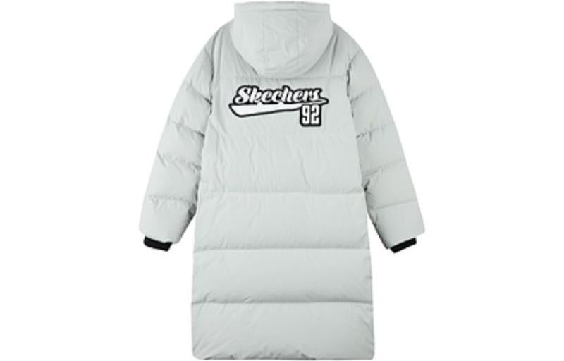 Skechers Letter Graphic Long Down Jacket 'White Black' L422U075