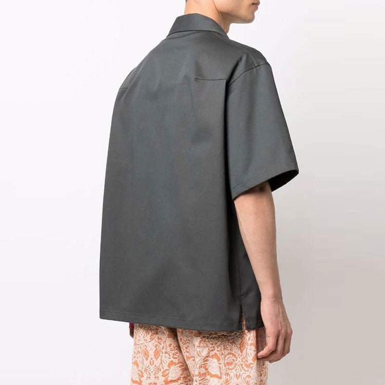 Men's Off-White FW21 Detail Short Sleeve Loose Fit Gray Shirt OMGA185F21FAB0010700