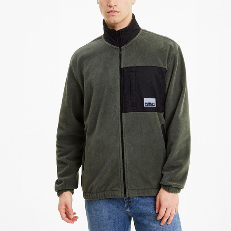 PUMA Avenir Track Suede Stay Warm Stand Collar logo Jacket Dark Green 599356-64
