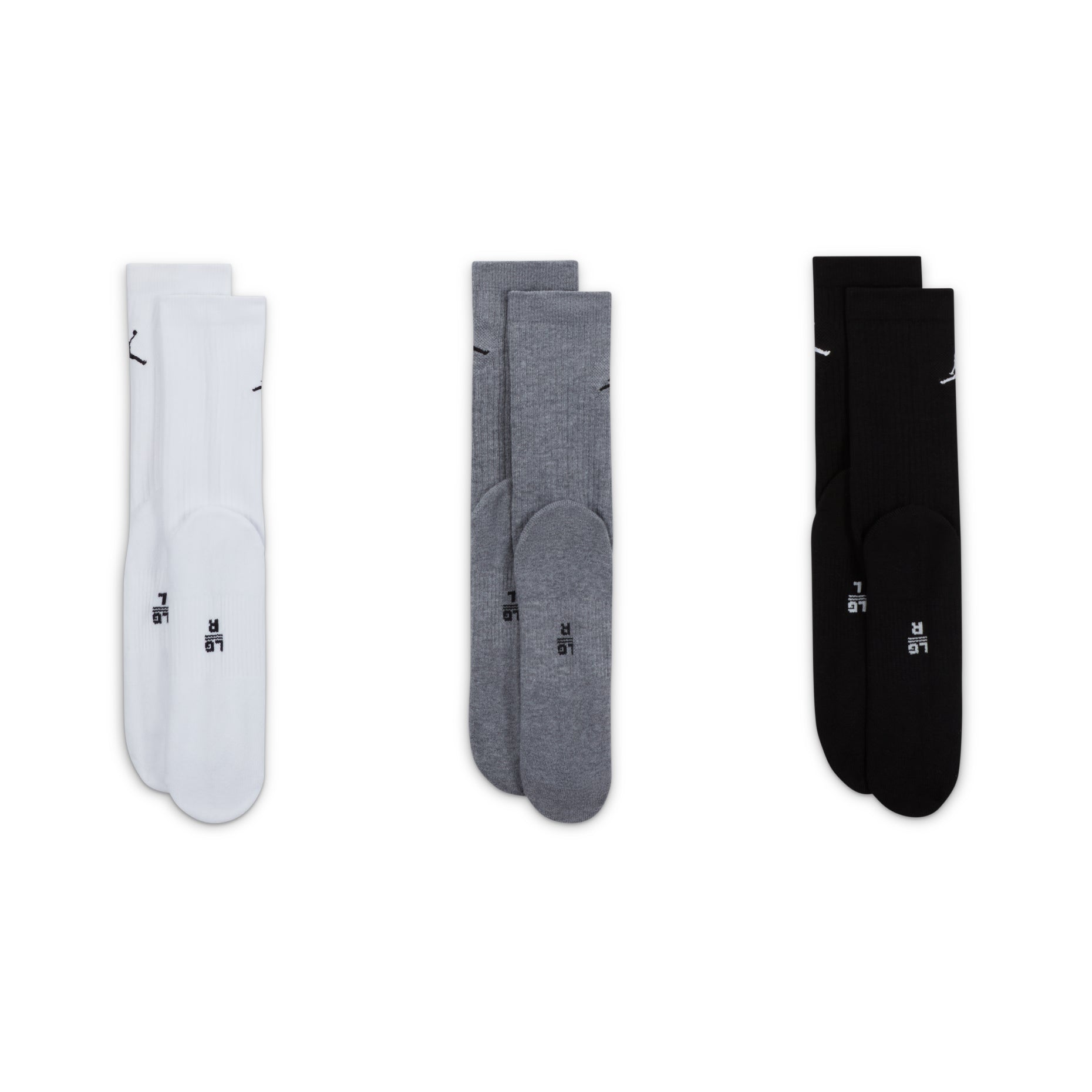 Air Jordan Everyday Crew Socks 3 Pairs 'White Grey Black' DX9632-914