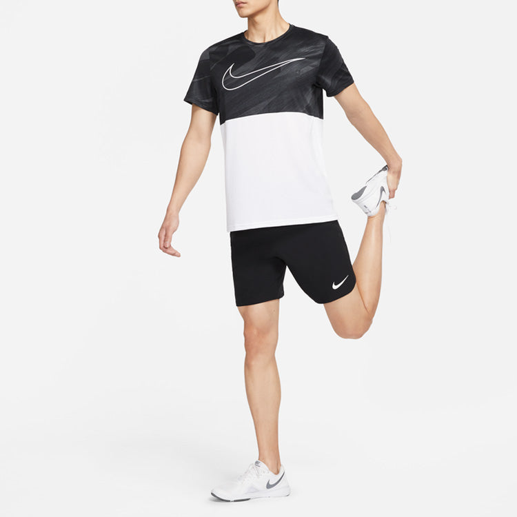 Men's Nike Logo Printing Pullover Round Neck Short Sleeve Black White T-Shirt DD1716-060