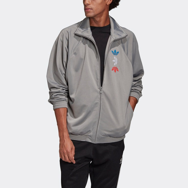 adidas originals Logo Metallic Sports Jacket Gray FS7322
