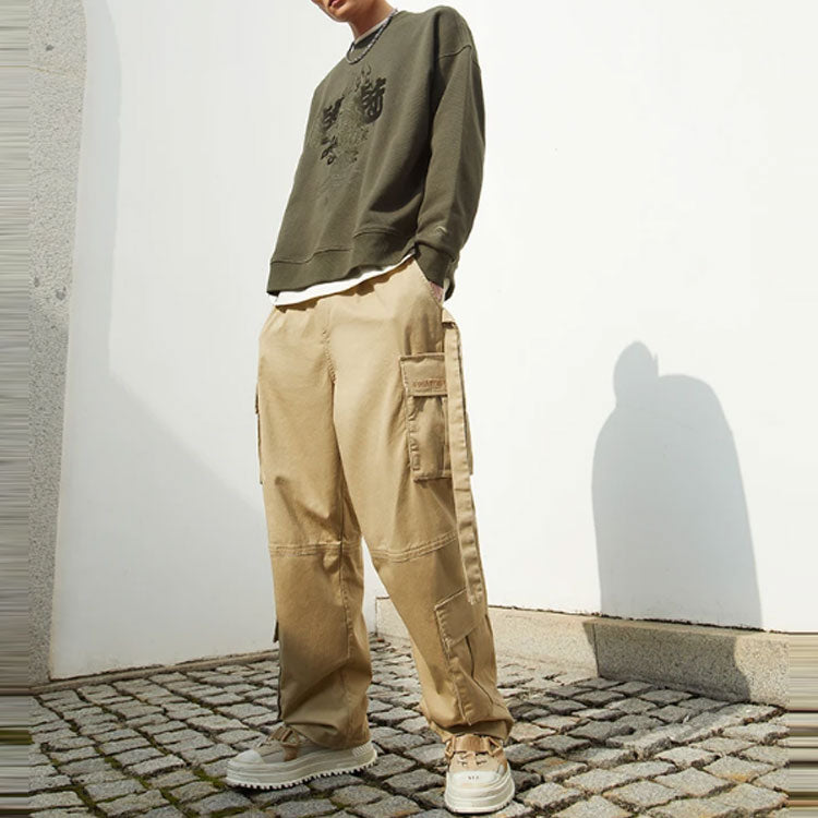 Li-Ning Sports Living Series CF Embroidered Pattern Loose Pullover 'Olive Green' AWDS599-4