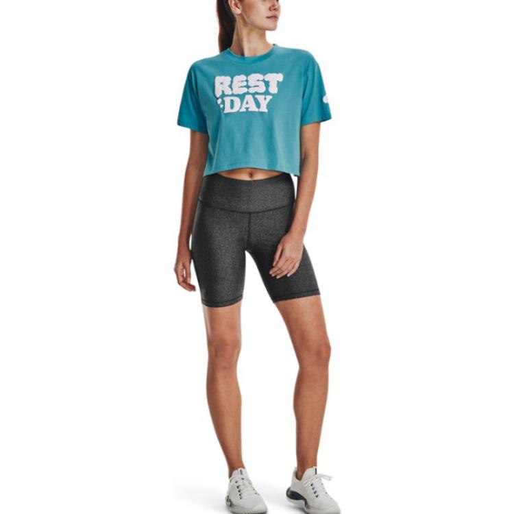 (WMNS) Under Armour Rest Day Crop T-shirt 'Teal' 1376747-433