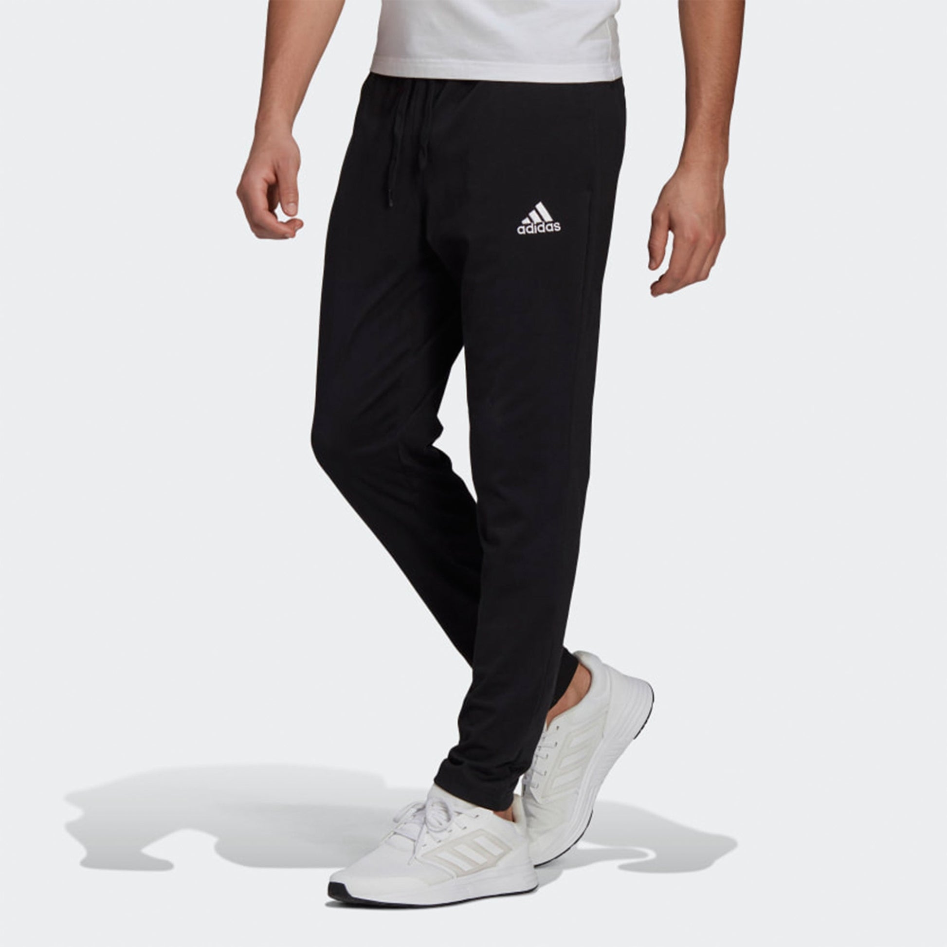 adidas Essentials Solid Color Slim Fit Running Sports Pants Black GK9222