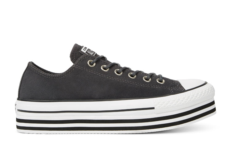 (WMNS) Converse Chuck Taylor All Star Platform Suede Low Top Suede Thick Sole Grey White 565832C