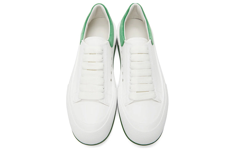 Alexander McQueen Deck Skate Plimsoll Lace Up 'White Green Suede' 654594W4MV79354