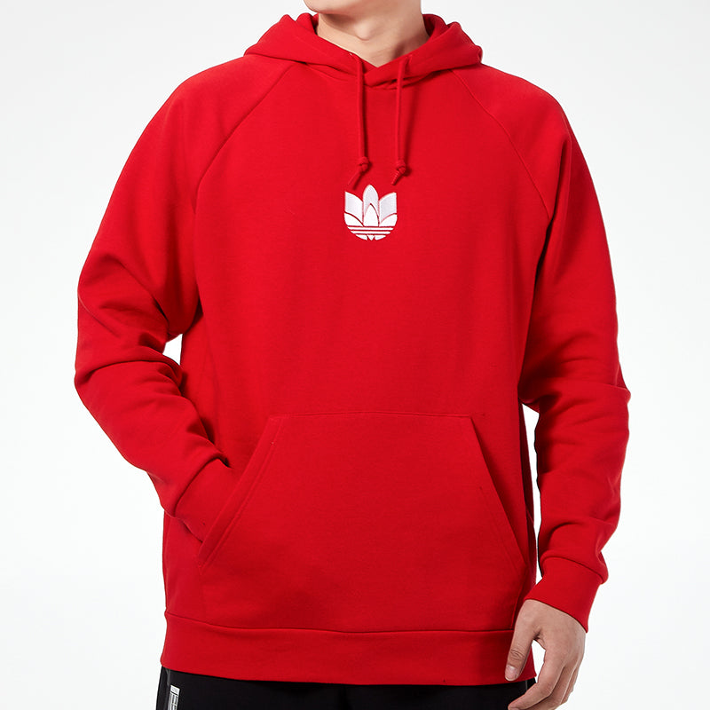adidas originals 3d Trefoil Hood Logo Printing Fleece Lined Stay Warm Sports Red GN3554