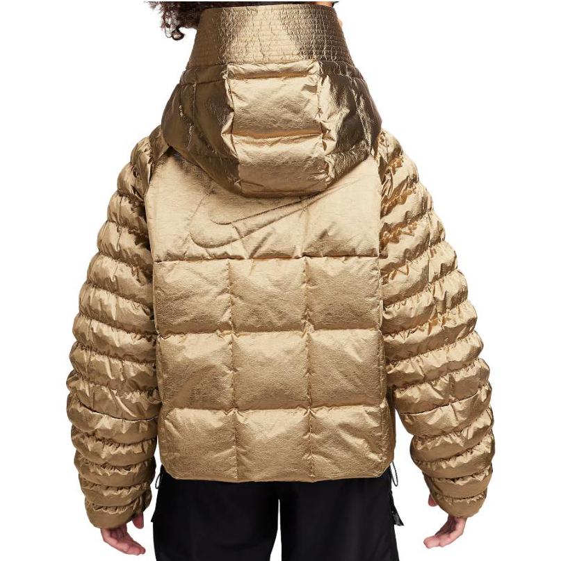 (WMNS) Nike Sportswear Swoosh Puffer Shine PrimaLoft Oversized Hooded Jacket 'Gold' FB8709-707