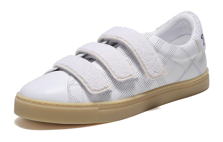 Burberry Bert Velcro Strap Perforated Leather Sneakers 'White' 80054541