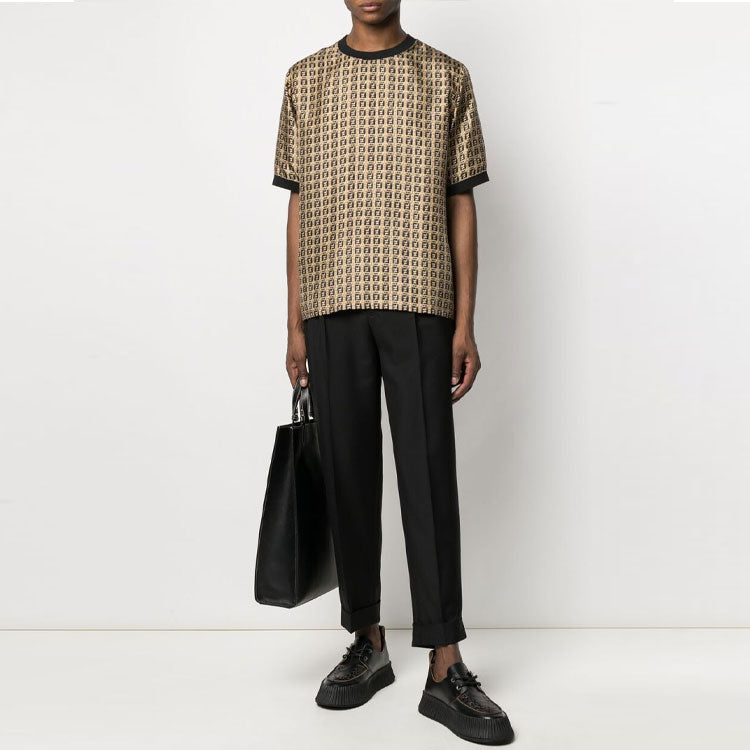 FENDI Logo Printing Short Sleeve Unisex Yellow FY1021AFROF0UNT