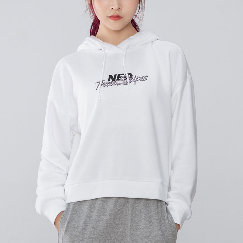 (WMNS) adidas neo Alphabet Logo Printing Sports Hoodie White H18577