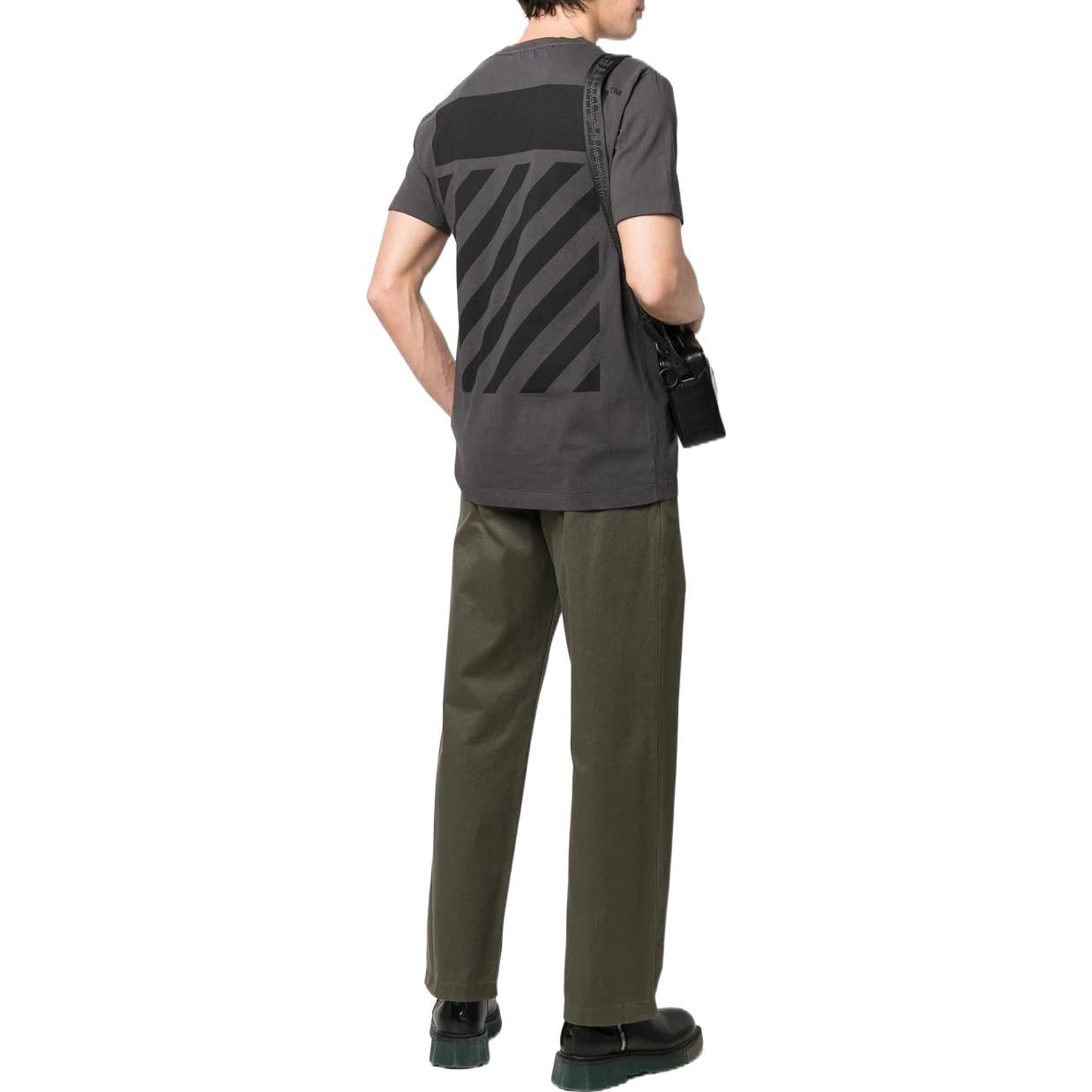 Off-White SS22 Back Logo Printing Round Neck Short Sleeve Version Gray OMAA027S22JER0021010