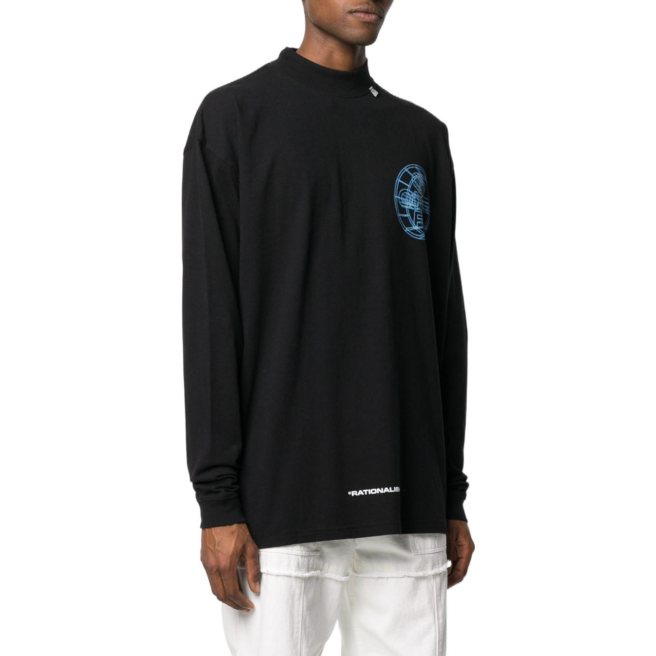Men's Off-White Alphabet 3D Pattern Printing Long Sleeves Black T-Shirt OMAB032R201850031088
