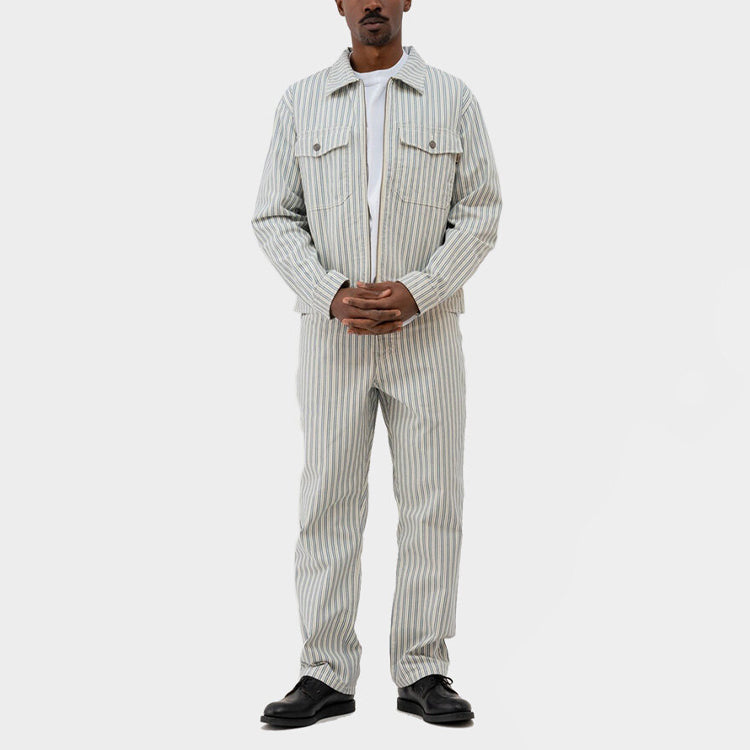Stussy Loose Stripe Long Sleeves Jacket Unisex Creamy White 115564