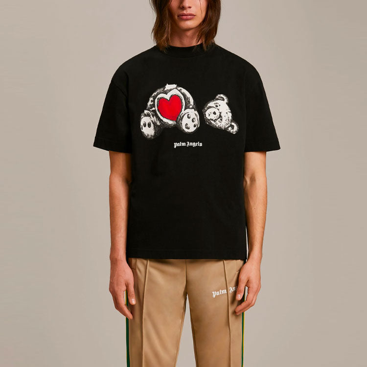Palm Angels Bear In Love Classic Tee 'Black White' PMAA001S21JER0211001