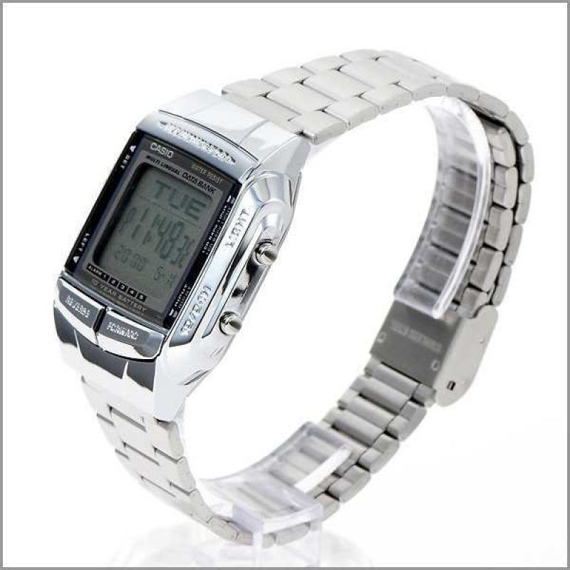 CASIO Men' s Data Bank Dial Stainless Steel Band Quartz Waterproof Mens Silver Digital DB-360-1A