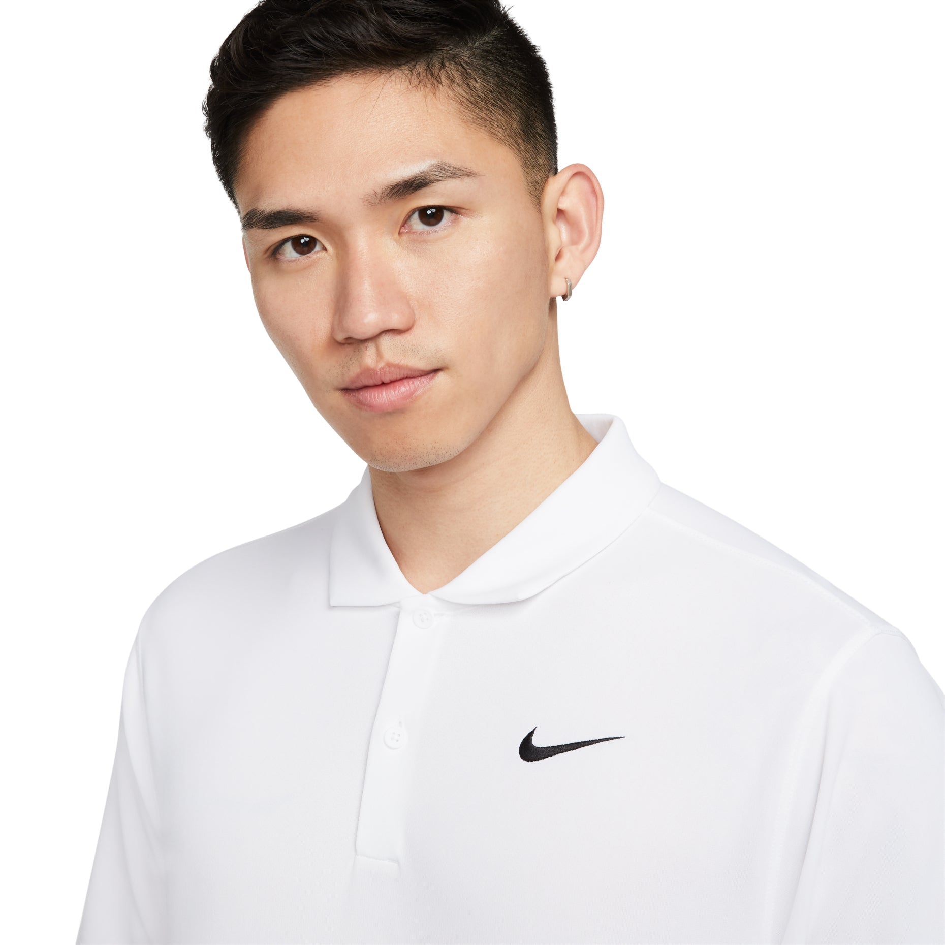 Men's Nike Small Logo Solid Color Short Sleeve White Polo Shirt DH0858-100