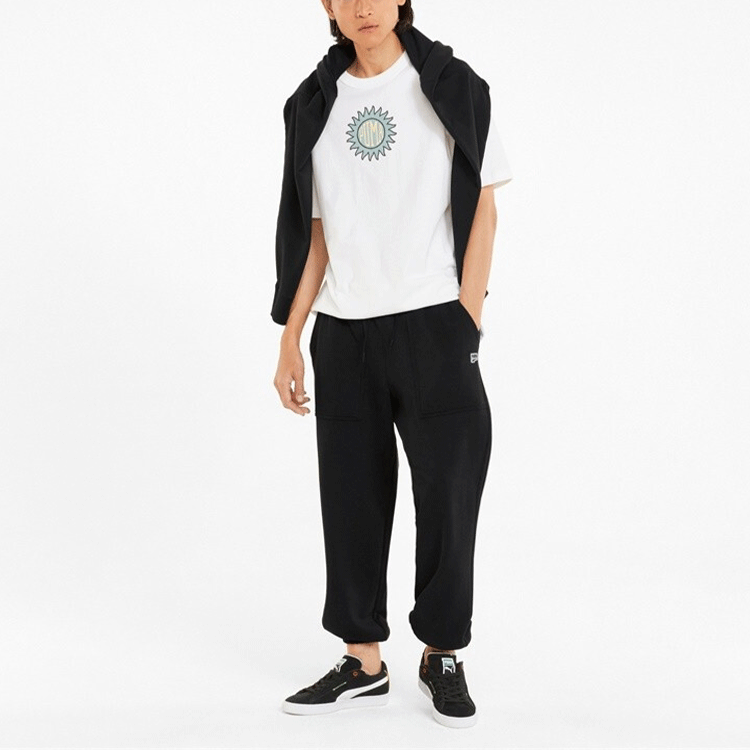 PUMA Logo Downtown Sweatpants 'Black' 535378-01