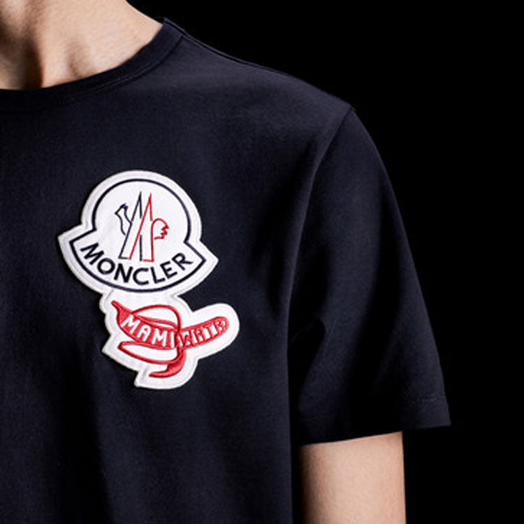 Men's Moncler Genius 2 Logo Patch Short Sleeve Navy Blue 0928C712008390T773